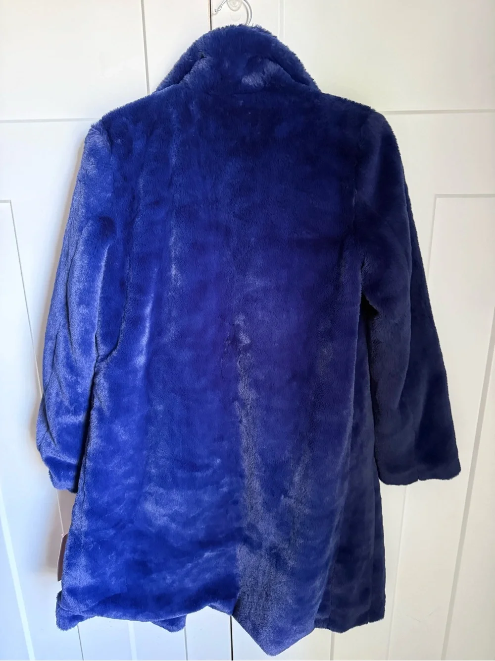 NWT Avec Les Filles Electric Blue Faux-Fur Teddy Coat size XS loose fit.